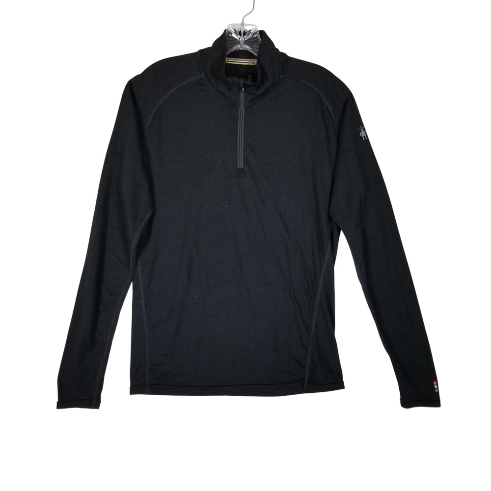 Smartwool Merino 150 Base Layer Mens M Black Quarter Zip Long Sleeve Top